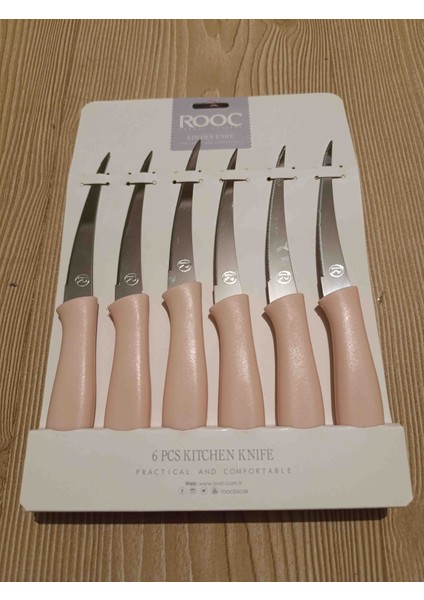 Rooc 6lı Dilimleme ve Meyve Bıçak Seti I Orta Boy Lazer Kesim Tırtıklı Meyve Bıçağı Paslanmaz Çelik Ergonomik fiyatları