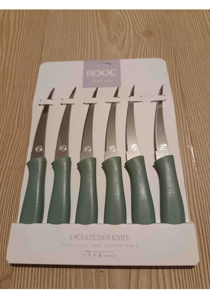 Rooc 6lı Dilimleme ve Meyve Bıçak Seti I Orta Boy Lazer Kesim Tırtıklı Meyve Bıçağı Paslanmaz Çelik Ergonomik modelleri