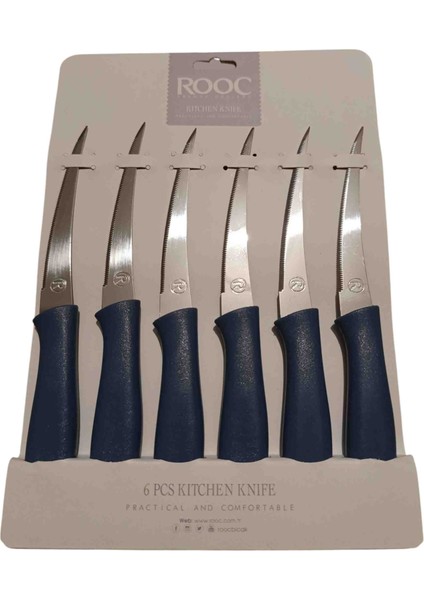 Rooc 6lı Dilimleme ve Meyve Bıçak Seti I Orta Boy Lazer Kesim Tırtıklı Meyve Bıçağı Paslanmaz Çelik Ergonomik fırsatları