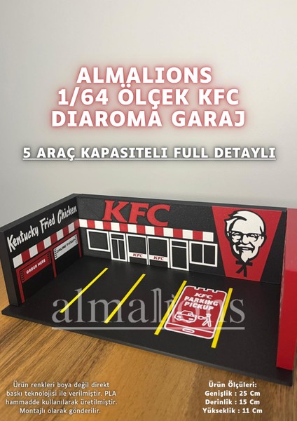 1/64 Ölçek Diaroma Araç Sergileme Garajı - Kfc - 5 Araçlık fiyatları