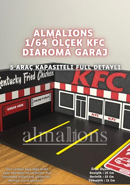 1/64 Ölçek Diaroma Araç Sergileme Garajı - Kfc - 5 Araçlık fırsatları