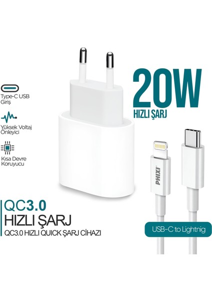 Phixi UPD4118L Ultımate 20W Lıghtnıng Hızlı Şarj Cihazı modelleri