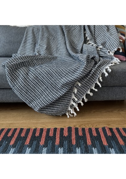 Armürlü Yatak Örtüsü / Pike / Koltuk Örtüsü – 200X230 cm – Düğüm Saçaklı – %100 Geri Dönüştürülmüş Iplik – 5 Renk Seçeneği