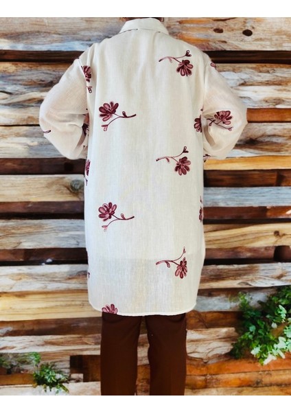 Süzeneli Çiçek Işlemeli Beyaz Pamuk Gömlek fiyatları