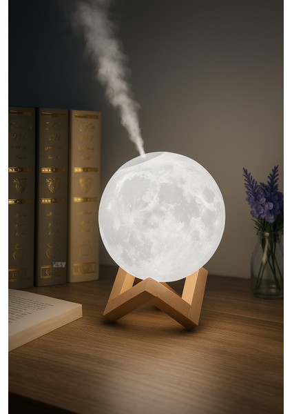 Dekoratif Ay Difüzör & Hava Nemlendirici – LED Gece Işığı ve Aromaterapi indirimleri