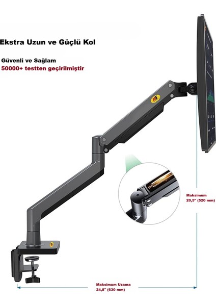 NBG35 Çift Monitör Ultra Geniş Tam Hareketli Gazyaylı 22-32 Inç Uyumlu Ayarlanabilir Monitör Standı fiyatları