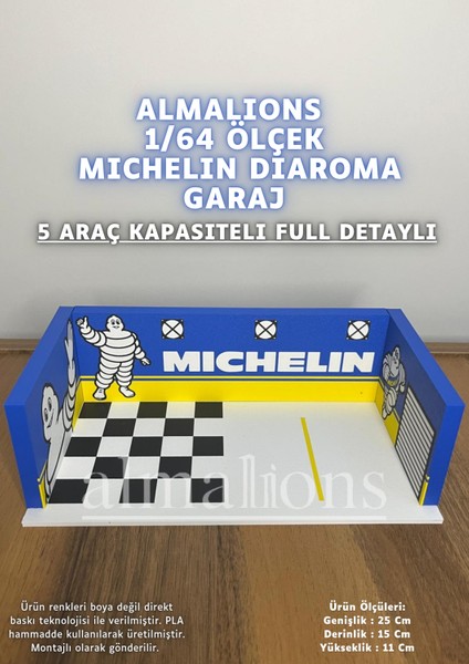1/64 Ölçek Diaroma Araç Sergileme Garajı - Michelin - 5 Araçlık fiyatları