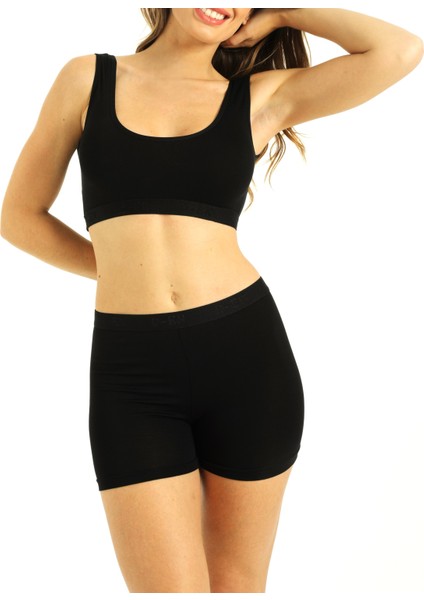 Kadın Bambu Mini Tayt Nefes Alan Yumuşak Dokulu Slim Fit İç Giyim Siyah modelleri
