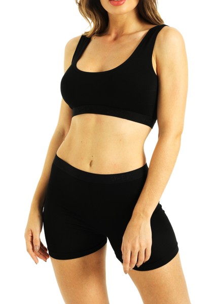 Kadın Bambu Mini Tayt Nefes Alan Yumuşak Dokulu Slim Fit İç Giyim Siyah indirimleri