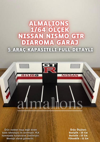 1/64 Ölçek Diaroma Araç Sergileme Garajı - Nissan Gtr Lismo - 5 Araçlık