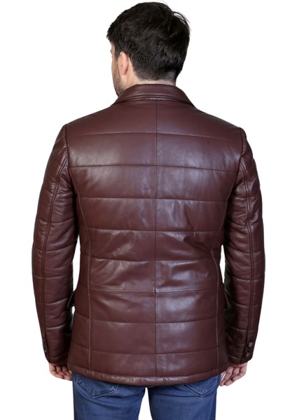 Silva Hakiki Deri Tafta Erkek Bordo Şişme Blazer Ceket fiyatları