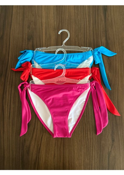3 Renk 1 Paket Pembe-Kırmızı-Açık Mavi Kalın Ip Bağcıklı Bikini Altı