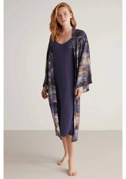 Nautıca W603 Kadın Baskılı Uzun Gecelik ve Sabahlık Takımı fiyatları