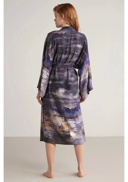 Nautıca W603 Kadın Baskılı Uzun Gecelik ve Sabahlık Takımı modelleri