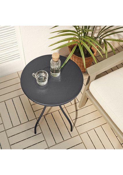 Tanebro Yan Sehpa 46 cm Çap Antrasit Çelik Ayak ve Tabla
