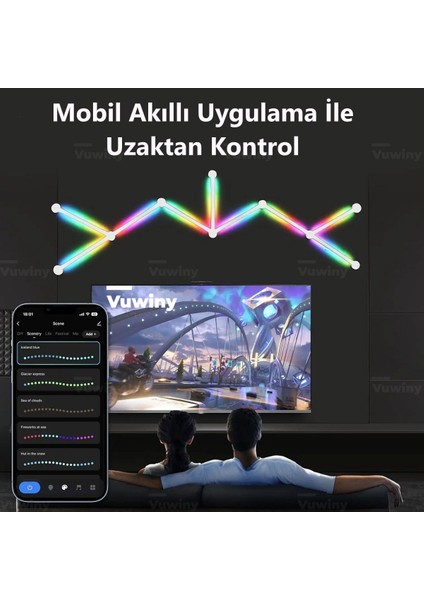 Akıllı Wifi Telefon App Bağlantılı Şekil Verilebilir Yapıştırmalı Rgb-Ic 9'lu Akıllı LED Çubuk fiyatları