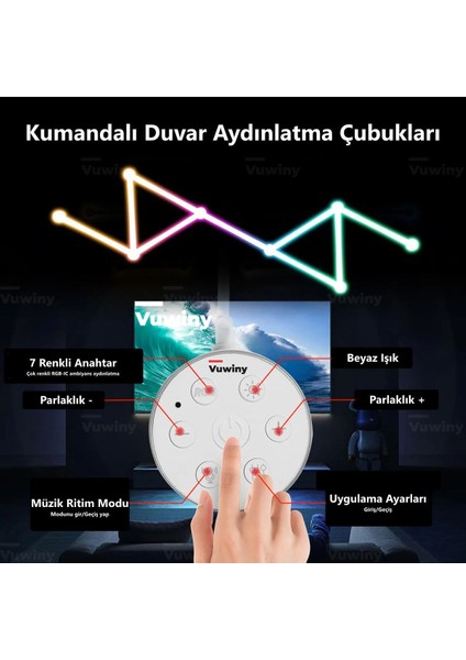 Akıllı Wifi Telefon App Bağlantılı Şekil Verilebilir Yapıştırmalı Rgb-Ic 9'lu Akıllı LED Çubuk fırsatları