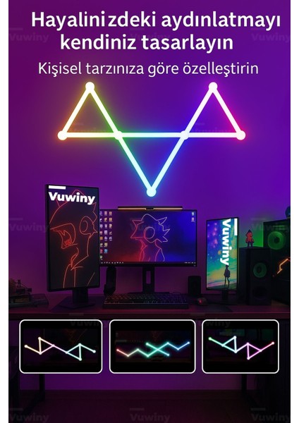 Akıllı Wifi Telefon App Bağlantılı Şekil Verilebilir Yapıştırmalı Rgb-Ic 9'lu Akıllı LED Çubuk indirimleri