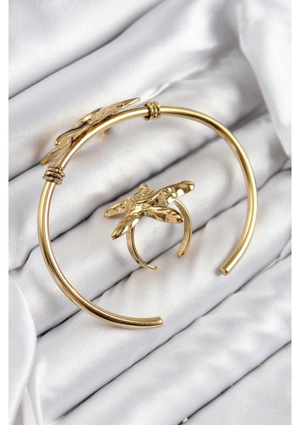 Pirinç Deniz Yıldızı Model Gold Renk Bileklik Yüzük Set fiyatları