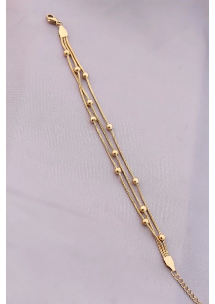 316L Kararmaz Çelik Gold Renk Top Zincirli Kadın Bileklik fiyatları