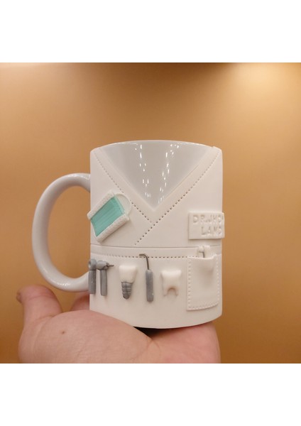 Diş Hekimi Hediyesi Kişiye Özel El Yapımı 3D Kupa Bardak