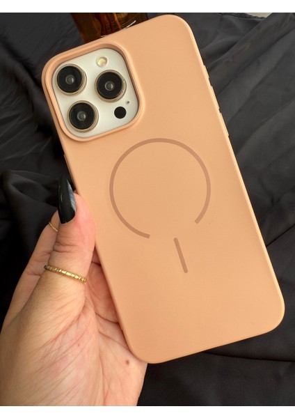 Galaxy S25 Edge Magsafe Mat Silikon Kılıf Şeftali