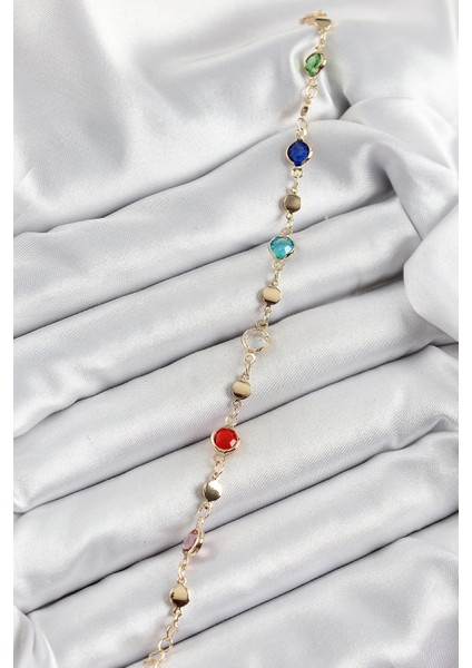 Pirinç Karışık Renk Zirkon Taşlı Gold Renk Kadın Bileklik fiyatları