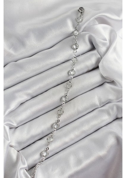 Pirinç Gümüş Renk Zirkon Taşlı Bileklik fiyatları