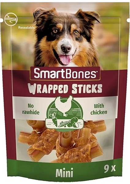 Chickenwrapsticks Mini Küçük Boy Tavuklu Burgu Çubuklar 9'lu, 112 gr Köpek Ödülü