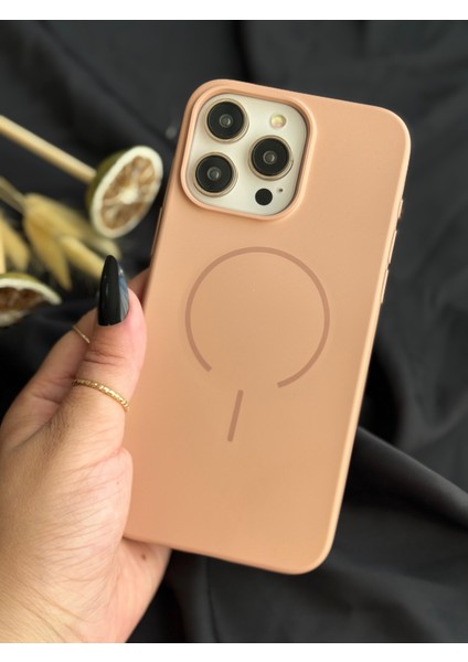 Galaxy A16-A26 Magsafe Mat Silikon Kılıf Şeftali modelleri