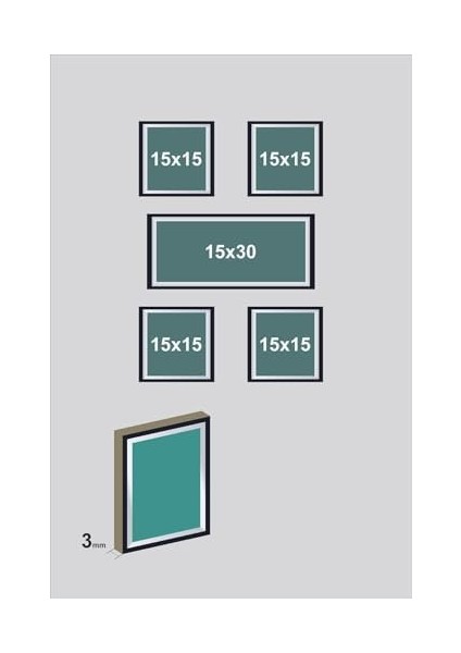 5 Parça Dekoratif Mdf Tablo Seti Çerçeve Görünümlü DEKOLIADKG037 fiyatları