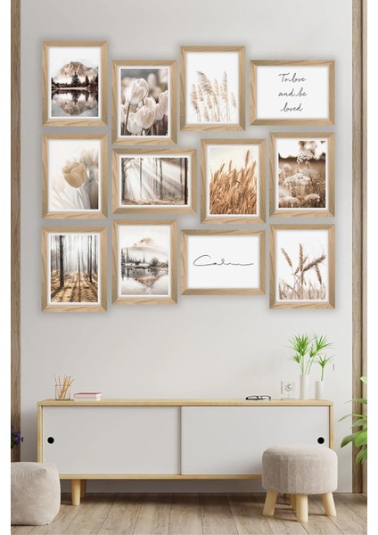12 Parça Çerçeve Görünümlü Mdf Tablo Seti