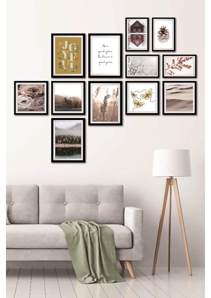 12 Parça Dekoratif Mdf Tablo Seti Çerçeve Görünümlü DEKOLIADKJ050