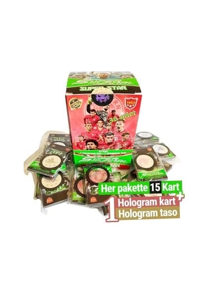 Süper Final Futbolcu Kartları 30 Kart + 2 Hologram Kart + 2 Hologram Taso - Süper Star Futbol Kart fiyatları