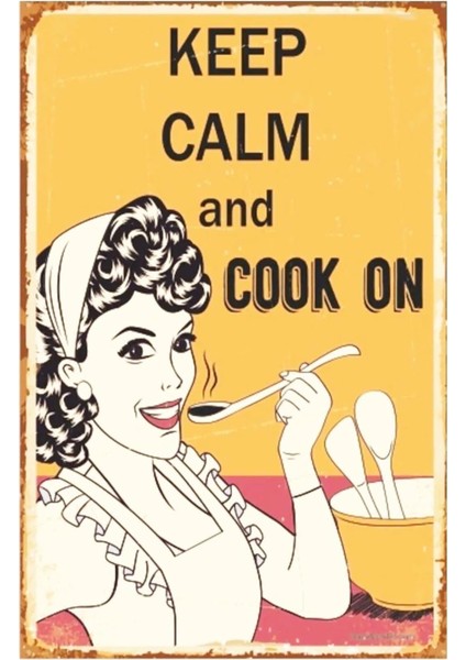 Kuşe Kağıt Duvar Posteri Keep Calm And Cook On Retro Vintage DRTR0029