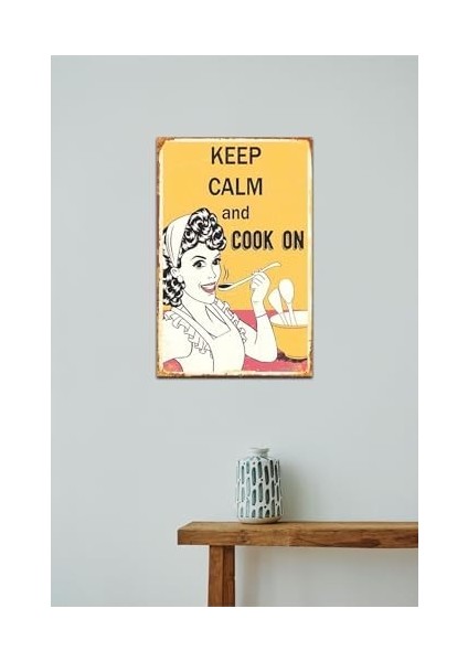 Kuşe Kağıt Duvar Posteri Keep Calm And Cook On Retro Vintage DRTR0029 modelleri