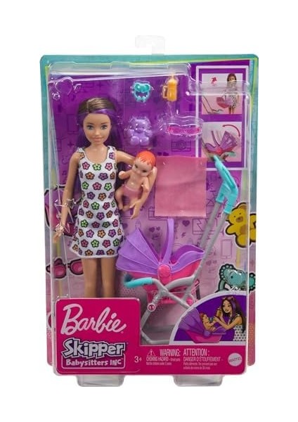 Skipper® Bebek Bakıcısı™ Mor Saçlı Bebek ve Oyun Seti, 3y+, GXT34 modelleri