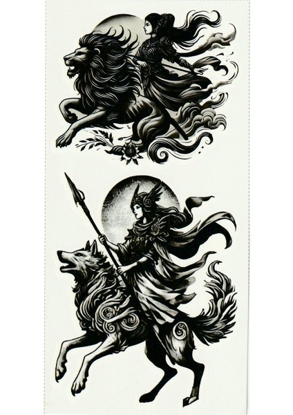 Savaşçı Kadın Geçici Vücut Dövmesi