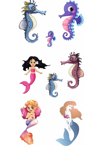 Deniz Atı ve Kızı Geçici Vücut Dövmesi