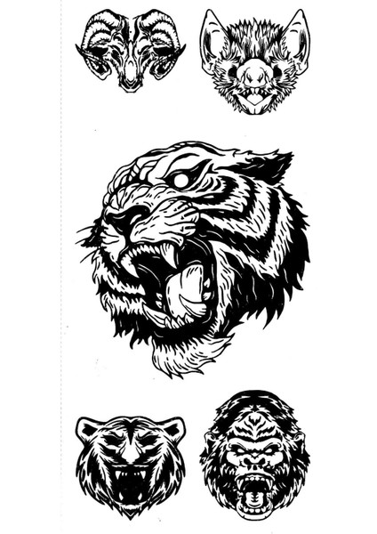 Vahşi Hayvanlar Geçici Vücut Dövmesi