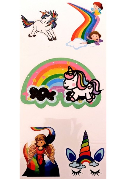 Rengarenk Unicorn Geçici Dövme