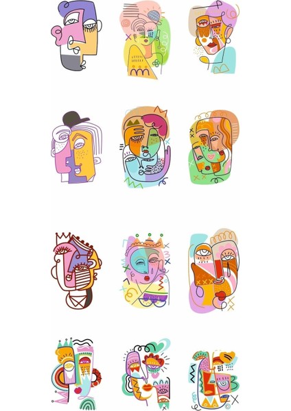 Picasso Kübizm Suratlar Geçici Vücut Dövmesi