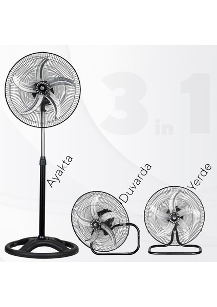 Gezer Tech 18" 3"ü 1 Arada Endüstriyel Vantilatör