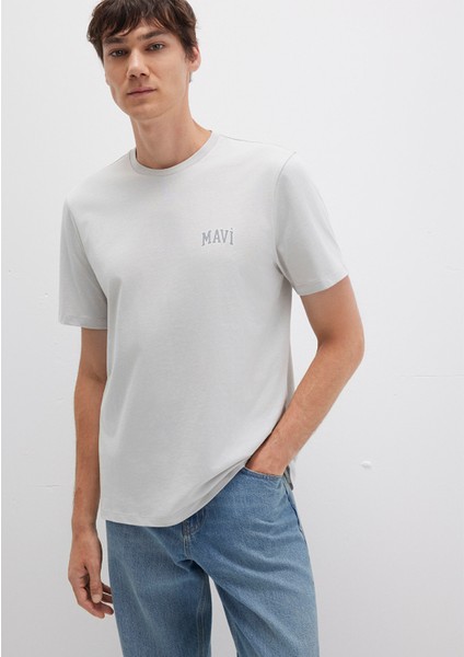 Mavi Logo Baskılı Gri Tişört 0611714-70074