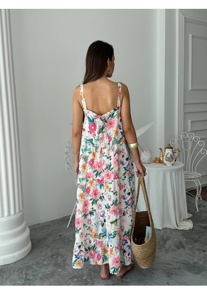 Çiçek Desen Kare Yaka Uzun Elbise fırsatları