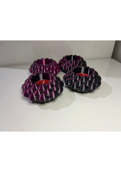 4 Lü Takım Silk Baskı Mumluk