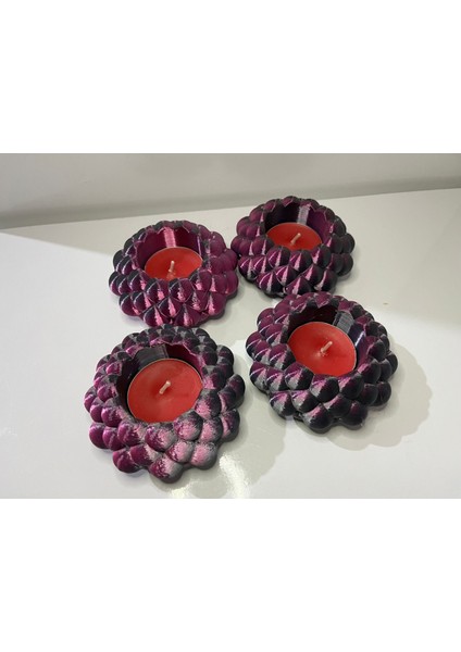 4 Lü Takım Silk Baskı Mumluk modelleri