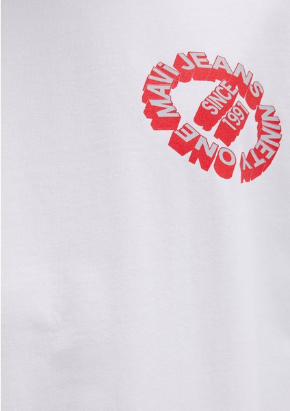Mavi Jeans Baskılı Beyaz Tişört 0612898-620