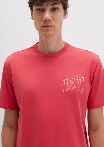 1991 Baskılı Pembe Tişört 0612908-71079