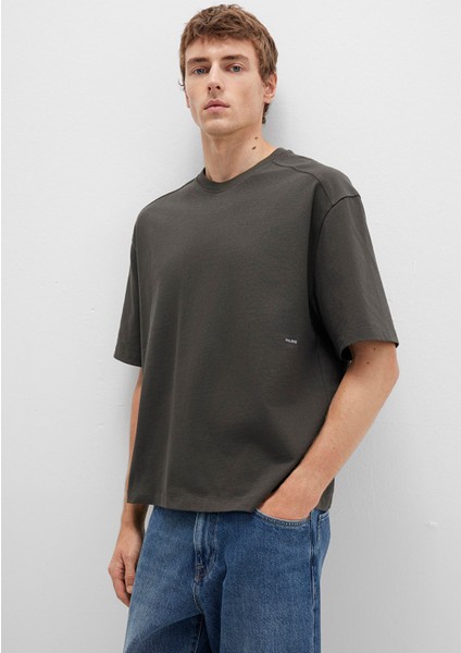 Bisiklet Yaka Gri Basic Tişört 0612909-70090